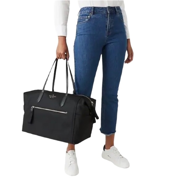 ♠️kate spade Chelsea Large Nylon Weekender Duffle Bag, Black NWT - Picture 14 of 16